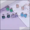 Stud 10Mm Square Stainless Steel Stud Resin Druzy Drusy Earrings Handmade For Women Jewelry Men Drop Delivery 2021 Dhseller2010 Dhoqn