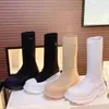 Brand Casual Shoes new home elastic knitted sock boots women's lovers thick soled medium tube Martin boot