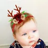 Diadema para bebé, corona Floral bonita de Navidad, banda para el pelo para niña, diadema elástica con lazo para recién nacido, accesorios para el cabello turbante