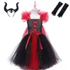Specjalne okazje błyszcząca mała mała na Halloween kostium tutu sukienka luksusowa dziewczyny fantazyjna sukienka dla dzieci Królowa cosplay cosplay ubrania długie sukienki 220908