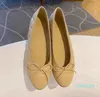 Scarpe casual di moda di alta qualità, scarpe da balletto piatte da donna, scarpe da cerimonia nuziale, pantofole con fiocco in pelle a testa tonda