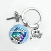 Personality Keychain 25mm Handmade Very Cute Cat Travel Time Key chain Crystal Pendant Keyring Men Women Keychain