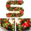 Vegetazione floreale finta 2,7 m Luce LED Ghirlanda natalizia in rattan Decorazioni natalizie di lusso Decorazione ghirlanda Rattan con luci Festa natalizia a casa 220908