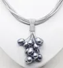 Подвесные ожерелья 01-12 мм Rel noir d'eau douce perle pendentif collier en cuir cordon aemant fermoir bijoux de mode