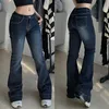 Jeans pour femmes Bell Bottom Jeans pour femmes Pantalon taille basse Élégant Dégradé Bleu Flare Jeans Mode Dames Denim Pantalon Rise Skinny 220908