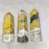 Figurine decorative Arrivi Cristalli di alta qualità Bacchetta Pietre curative Punti di diaspro giallo naturale di calabrone per la decorazione