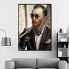 Tuval boyama komik van gogh güneş gözlüğü ile sigara puro posterler baskılar duvar sanat resimleri oturma odası duvar dekor cuadros yok çerçeve yok