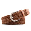 Cinturones 1 Uds. Hombres mujeres Casual tejido Pin hebilla cinturón tejido lona elástica estiramiento cincha lisa 2022 moda 100-120cm