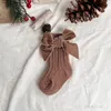 ファッションインススペイン語の子供たち靴下甘い弓の赤ちゃんクリスマスソックスエクストラシックウールソックスガールズ幼児膝ソックスフルムーンニットストッキングS2152