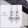 Charm Heart Charms S925 Stamp Sier Earrings Blue Pink White Zircon Earring Jewelry Shiny Crystal Tassel Hoops Piercing F DHSeller2010 DH3U9