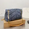Akşam çantaları tasarımcıları kadın yıkanmış denim çanta loulou puffer moda klasik flep çanta messenger çanta alışveriş çantaları lüks el çantası çanta zinciri