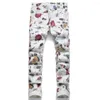 Men's Jeans Fashion Street Style Slim Stretch Digital Print Men's Small Foot Personality Simple Casual