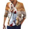 Camisas casuais masculinas e femininas Camisa havaiana 3D Jesus Print Manga comprida Oversized Top 5XL Verão 2022