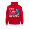 Men's Hoodies Eat Sleep Hockey Repeat Top For Boys And Men Funny Chic Long Sleeve Sweatshirts Print Clothes Company