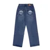 Мужские джинсы INS American High Street вымыты и изношенные сшитые белые прямые личности прилив брюки мужские брюки