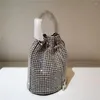 Вечерние сумки металлический цвет искусственное бриллиантовое ведро сумки с муфтом с муфтом с сети с поперечным телом сияющий роскошь для женщины