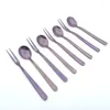 Posate set di forchetta in acciaio inossidabile e raccogli stoviglie colorate dessert western fruit caffettiera cucchiaio 8pc/set