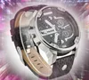 Big Herr Pin Work Precision Watch 52mm Leather Belt Sports Japan Quartz Movement Multi Time Zone Wristwatch Table Orologio Di Lusso