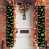 Garden Decorations Halloween Couplet Een paar lichtgevende hangende banners voor Halloween voordeurdecor met groene gloeiende horror sfeer 220908