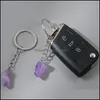 Keychains Natural Stone Amethysts Crystal Quartz Keychain Crystals Bead Pendant Keyrings Key Ring Bag Tillbehör Juvelr DHSeller2010 DHI1E