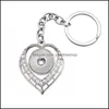 Keychains Noosa Fashion Keychains Heart Round Owl Crystal Rhinestone Snap Key Chains Fit 18mm knappar Keyrings Drop Deli DHseller2010 DHK0A