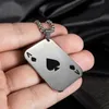 Men's Playing Cards Poker Charm Necklace Pendant Stainless Steel Hip Hop Silver Gold Spades Ahearts A In Cards Games Fashion Jewelry