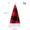 Mini Kerstmuts 3 Maten Mini Buffalo Plaid Santa Hoeden Mini Kerstpop Ambachten Hoed voor Kerstboom Ornamenten Cup Flessen Cover DIY Craft Art Decoratie