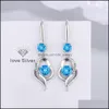 Charm Heart Charms S925 Stamp Sier Earrings Blue Pink White Zircon Earring Jewelry Shiny Crystal Tassel Hoops Piercing F DHSeller2010 DH3U9