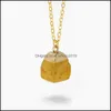 Pendant Necklaces Natural Geometric Stone Pendant Necklace For Women Men Black Tourmaline Agates Quartz Gold Color Chain Dhseller2010 Dh9O4