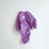 의류 세트 2022 봄 유아 아기와 소녀 패션 면화 긴 소매 스웨터 아이 단단한 부드러운 바지 2pcs 옷 세트