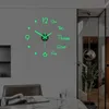 3D väggklocka Lysande ramlösa väggklockor DIY digitala klistermärken Silent For Home Living Room Office Decor 908