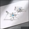 Charm S925 Stamp Sier Plated Blue Crystal Shine Star Charms White Zircon Earrings Stud Type Womens Fashion Jewelry Weddi Dhseller2010 Dhyv8