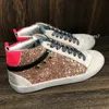 Italy Brand Golden Mid Star Sneakers High-top Women Shoes golden pink-gold glitter Classic Leopard White Do-old Dirty Designer Shoe