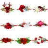 Diadema para bebé, corona Floral bonita de Navidad, banda para el pelo para niña, diadema elástica con lazo para recién nacido, accesorios para el cabello turbante