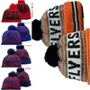 Flyers Beanie Kuzey Amerika Hokey Top Takımı Yan Yama Kış Yün Spor Şapkası Kafatası Kapakları