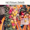 Canvas Painting Abstract Orange Bike Decorated With Flowers Nordic Posters and Prints Wall Art Picture For Home Decoration