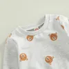 Roupas conjuntos de moda criança bebê menino menina de outono conjunto de roupas infantis urso/leopardo calças calças 2pcs roupas de roupas