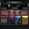 Car Organizer PU Leather Rear Seat Back Storage Bag Auto Backseat Net In The Trunk Stowing Tidying Interior Accessories Supplie