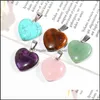 Charms 20mm Heart Rose Quartz Crystal Stone Pinging Pingnder Pingents Natural Pingents for Jewelry Bating Drop Deliver
