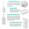 Set di accessori da bagno Set di accessori da bagno-5 pezzi Regalo in plastica Portaspazzolino Dispenser di sapone Scopino per WC