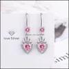 Charm S925 Stamp Sier Earrings Heart Crown Charms Blue Pink White Zircon Earring Jewelry Shiny Crystal Tassel Hoops Pier DHSeller2010 DHK9E