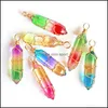 Colliers de pendentif Gradient en gros Crystal Crystal Crystal Hexagon Charmes Pendants Colliers TRENDY SIER GOLDEN WIR WRAG