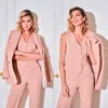 Blush Różowe eleganckie spodnie dla kobiet garnitury 3 sztuki Slim Fit Even Even Every Wear Celebrity Mother of the Bride Suit