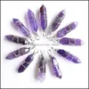 Charms Natural Tiger Eye Stone Charms Amethyst Pillar Shape Rose Quartz Handmade Iron Wire Pendants For Jewelry Making D Dhseller2010 Dhct3