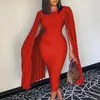 Plus Size Dresses Elegant Evening Long Cloak Sleeves O-Neck Hip Wrap Mid-Calf Gown 2022 Ever Pretty Of Prom Party Women Dress