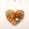 Faux Floral Greenery Artificial Sunflower Autumn Maple Leaf Front Door Wreath Halloween Garlands 220908