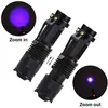 محمولة UV Flashlight Ultraviolet LED Zoom Mini Flashlight Money Dection Scorpio 14500 Battery Waterproof Lamp J220713