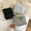 Abendtaschen Silber Pailletten Damen Schulter Quaste Kette Damen Dinner Party Clutch Geldbörse Handtaschen Luxus Weibliche Kleine Umhängetasche