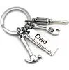 Creative Father Key Chain Dad Papa Grandpa Hammer Screwdriver Wrench Dad's Tools Father's Day Birthday Gift DIY Stainless Steel Keychain Jewelry Fashion Keyring