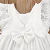 Vestidos de menina Ma beb￪ crian￧a crian￧a crian￧a garotas vestido branco ver￣o babados de renda arco vestidos princesas roupas roupas 220908